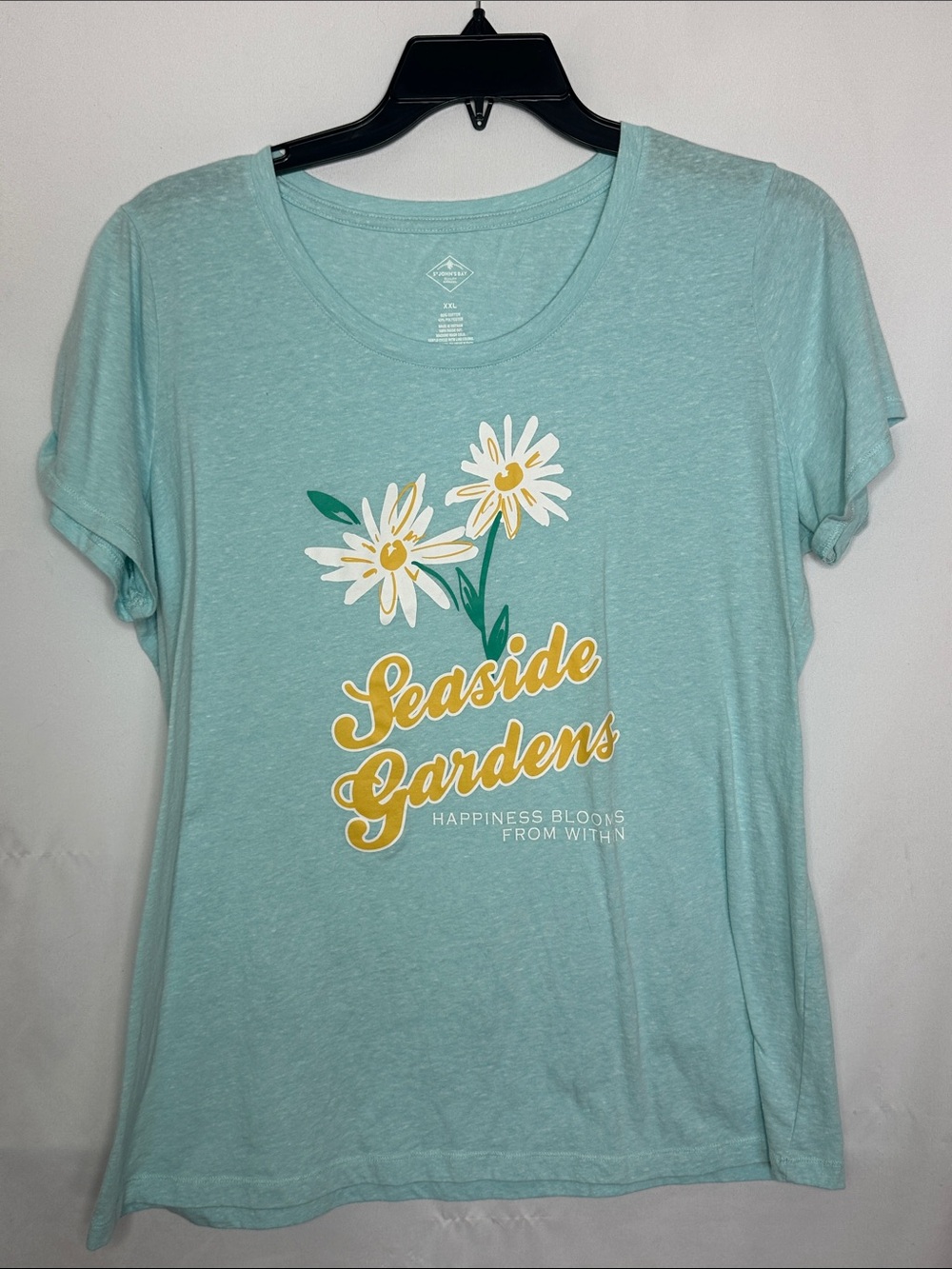 ST JOHNS BAY | Seaside Gardens Mint Graphic Tee - Women's Short Sleeve Size XXL